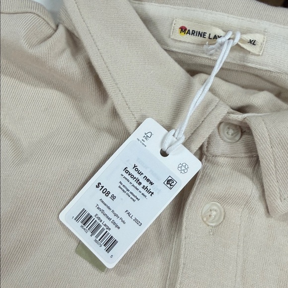 Marine Layer Alexander Rugby Polo Cream Red Long Sleeve Tee 2023 XL NWT L71 590 - Picture 5 of 5